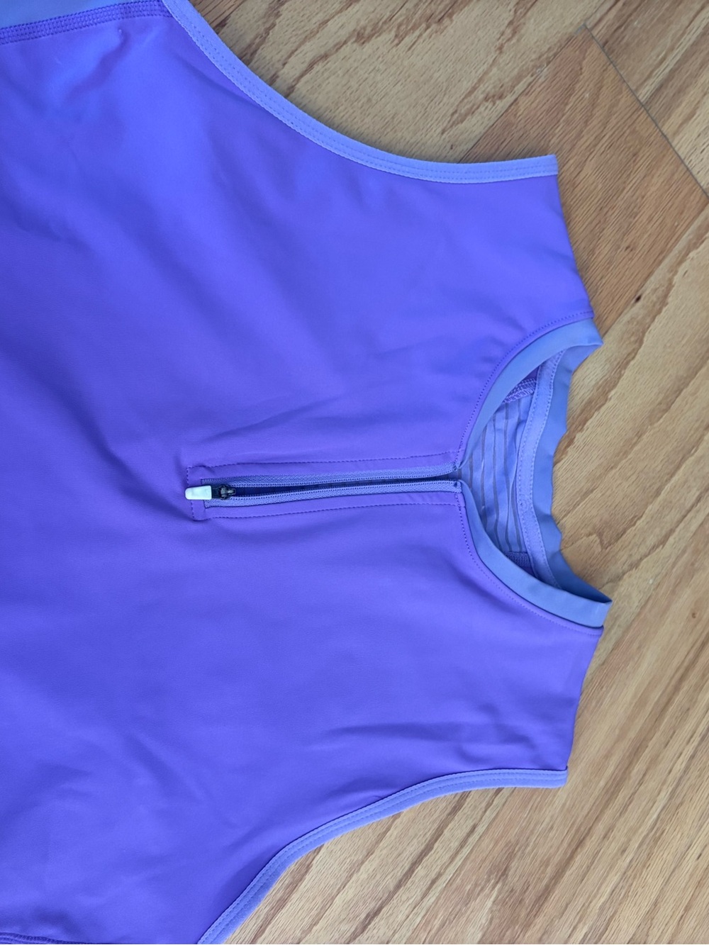Nike Pro Dri-FIT Cropped Tank Top XXL | 1/2 Zip | Built-In Bra Purple - Picture 8 of 12